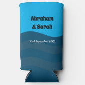 クラシック海ブルービーチ波結婚式の引き出物 スリム缶クーラー (正面)