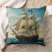 クラシック海賊船モザイク クッション (ブランケット)