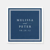 クラシック海軍とホワイト結婚ズ スタンダードカクテルナプキン (正面)