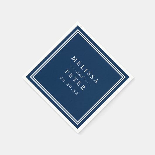 クラシック海軍とホワイト結婚ズ スタンダードカクテルナプキン (角)