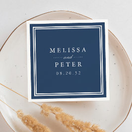 クラシック海軍とホワイト結婚ズ スタンダードカクテルナプキン