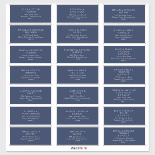 クラシック海軍 |シルバー結婚のゲスト住所 シール (シート)