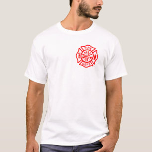 クラシック消防署マルチーズクロス消防士 Tシャツ