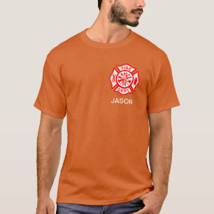 クラシック消防署マルチーズクロス消防士 Tシャツ