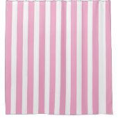 クラシック淡いピンクと白ストライプの シャワーカーテン (正面)