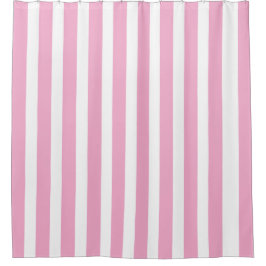 クラシック淡いピンクと白ストライプの シャワーカーテン
