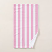 クラシック淡いピンクと白ストライプの バスタオルセット (ハンドタオル)