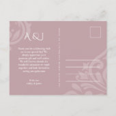 クラシック淡い色のエレガントDamask Pink結婚's Thank You ポストカード (裏面)