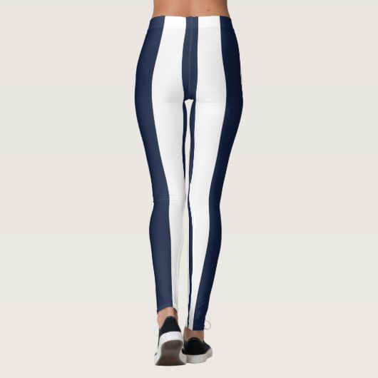 クラシック深いスポーティブルーホワイトストライプのデザイン レギンス (裏面)