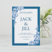 クラシック深いブルー結婚式招待状 招待状 (スタンド正面)