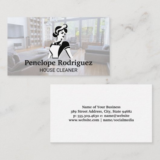 クラシック清掃用メイド | 家の保業務 名刺 (正面/裏面)