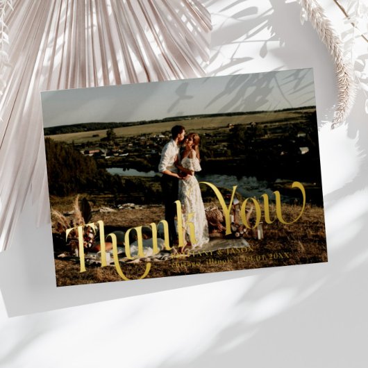 クラシック渦巻形のThank You結婚 Photo Card 箔招待状