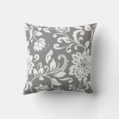 クラシック灰色と白のフローラ クッション (裏面)