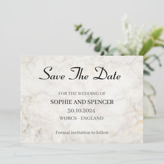 クラシック灰色の大理石の日付を保存 セーブザデート (スタンド正面)