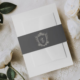 クラシック炭モノグラムフローラク結婚レスト 招待状ベリーバンド