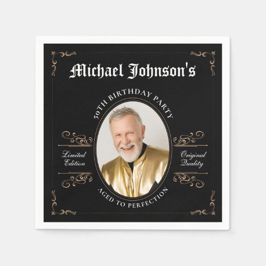 クラシック熟年から完カスタム成50誕生日 スタンダードカクテルナプキン (正面)