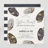 クラシック牡蠣パーティの誕生日 招待状 (正面/裏面)