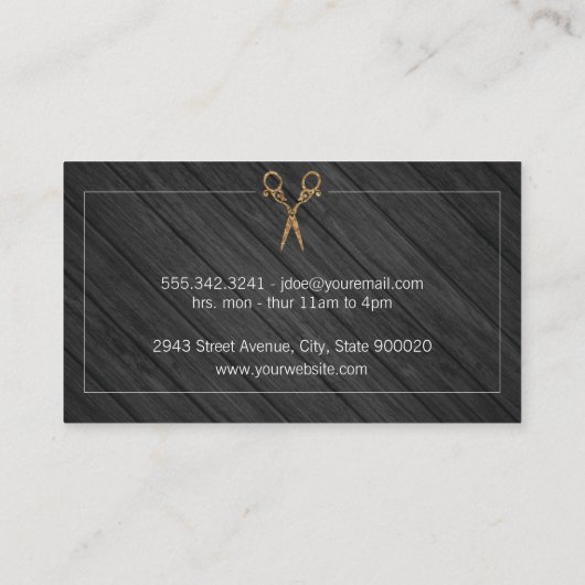 クラシック理容師ショップウッドファンシーハサミ 名刺 (裏面)