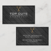 クラシック理容師ショップウッドファンシーハサミ 名刺 (正面/裏面)