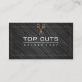 クラシック理容師ショップウッドファンシーハサミ 名刺 (正面)