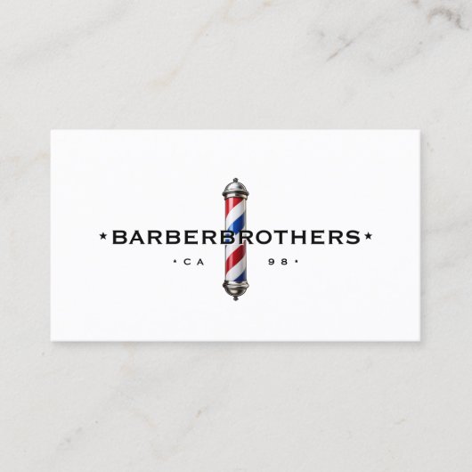 クラシック理容師ポール赤白青 名刺 (正面)