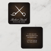 クラシック理容師店 |木材 |はさみ スクエア名刺 (正面/裏面)