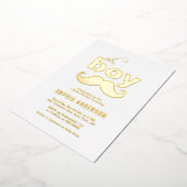 クラシック男の子の口ひげ赤ちゃんシャワー 箔招待状 (回転した状態)