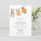 クラシック男女兼用ツインベイビーシャワー招待状 招待状 (スタンド正面)