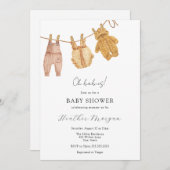 クラシック男女兼用ツインベイビーシャワー招待状 招待状 (正面/裏面)