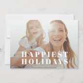 クラシック白いタイポグラフィ写真HAPPIESTクリスマス シーズンカード (正面)