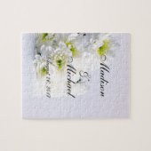 クラシック白い背景に結婚白い花束 ジグソーパズル (横)