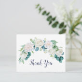 クラシック白い花ありがとうポストカード ポストカード (スタンド正面)