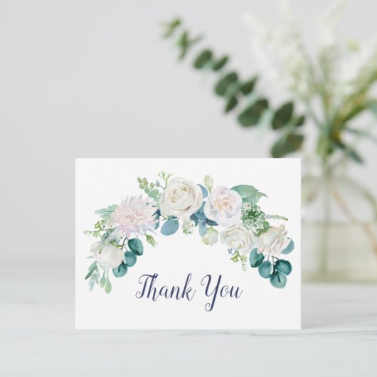 クラシック白い花ありがとうポストカード ポストカード (スタンド正面)