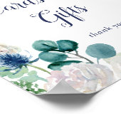 クラシック白い花のカードとギフトサイン ポスター (角)