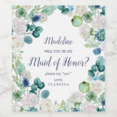 クラシック白い花のメイド・オブ・オーナー(花嫁付き添い人)案 ワインラベル (シングルラベル)