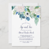 クラシック白い花の口と見る 招待状 (正面)