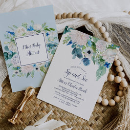 クラシック白い花の口と見る 招待状