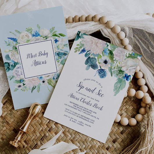 クラシック白い花の口と見る 招待状