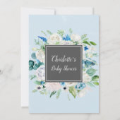 クラシック白い花グレー男の子のシャワー 招待状 (裏面)