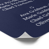 クラシック白い花ネイビーアルファベットの座席 ポスター (角)