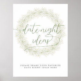 クラシック白い花ブライダルシャワーデイトナイト ポスター