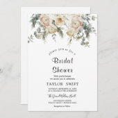 クラシック白い花ブライダルシャワー招待 招待状 (正面/裏面)