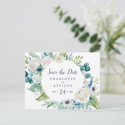 クラシック白い花ポストカードの保存 インビテーションポストカード (スタンド正面)