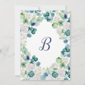 クラシック白い花モノグラ結婚ム 招待状 (裏面)