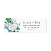 クラシック白い花差出人住所ラベル ラベル (正面)