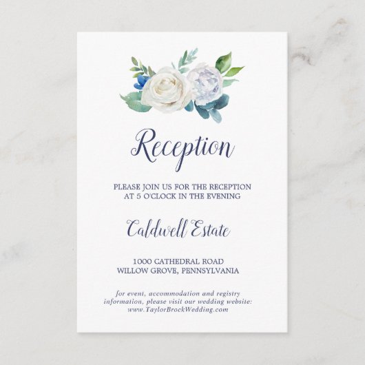 クラシック白い花披露宴挿入カード エンクロージャーカード (正面)