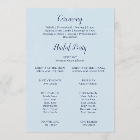 クラシック白い花結婚式 プログラム (裏面)