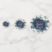 クラシック白い花 |ネイビーブライダルシャワーテーブル コンフェッティ (正面)