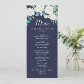 クラシック白い花 |ネイビー結婚のディナーメニュー メニュー (スタンド正面)