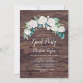 クラシック白い花 |卒業素朴パーティー 招待状 (正面)